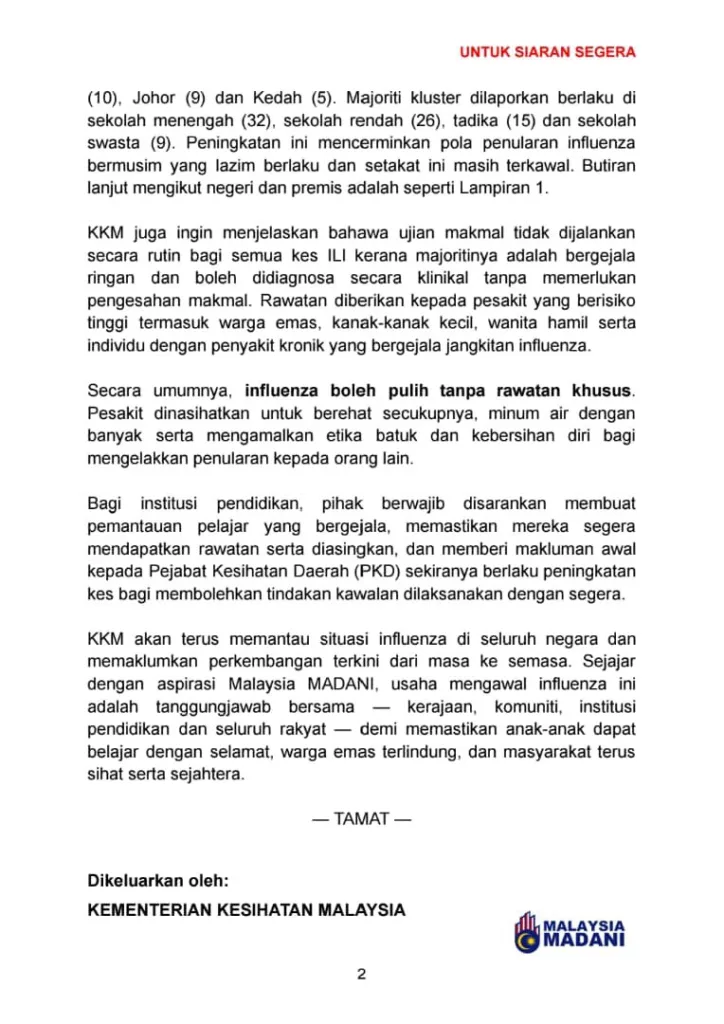 Satu Famili Kena Jangkitan, Kenali Influenza A, Simptom Dan Cara Jaga Anak