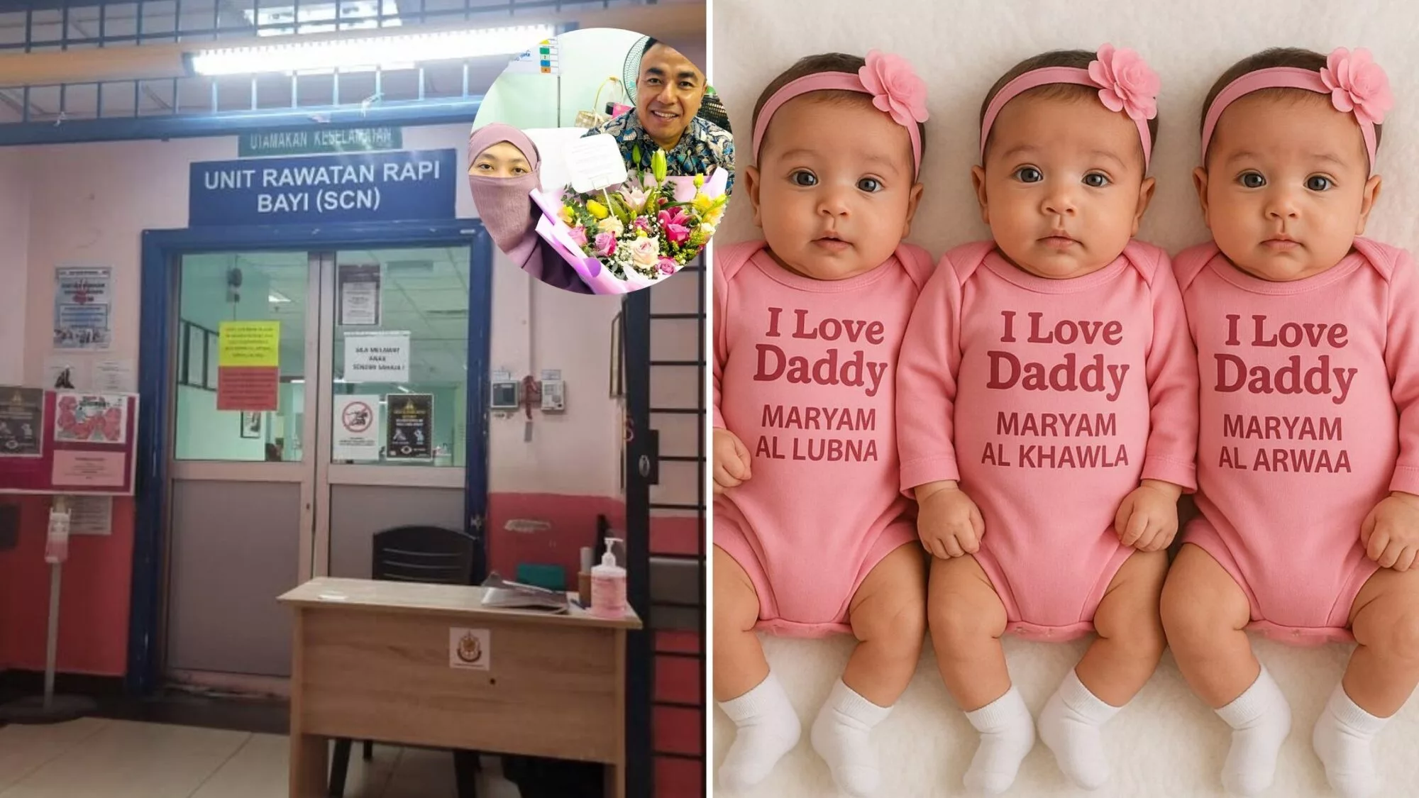 ‘Al Khawla Dipantau Rapi, Bergantung Kepada Ubat’ – Lahir 1.78kg, Salah Seorang Kembar Tiga Masih Dirawat di NICU, Ibu Bapa Mohon Doa