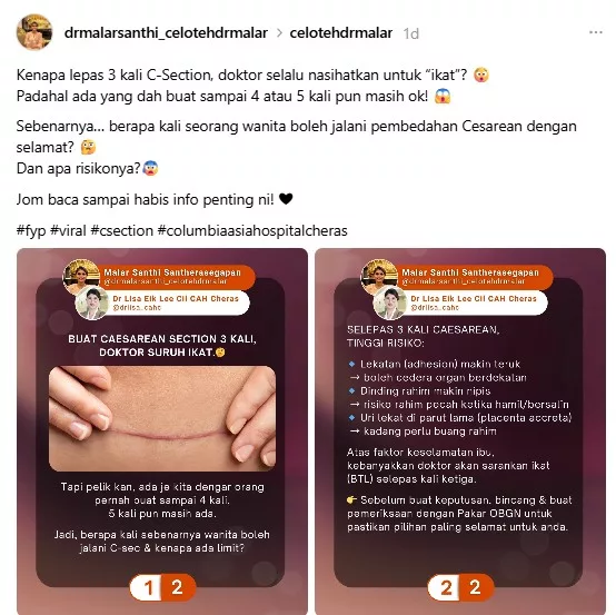 Demi Nyawa Ibu, Doktor Cadang ‘Ikat’ Selepas 3 Kali Czer – Ini Penjelasan Dr. Malar