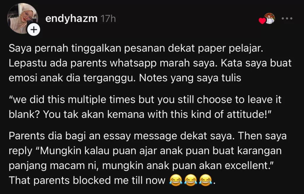 Cikgu Pun Ada Hati, Kisah Menyayat Hati Guru Menangis Kerana Murid Tak Siap Kerja Sekolah
