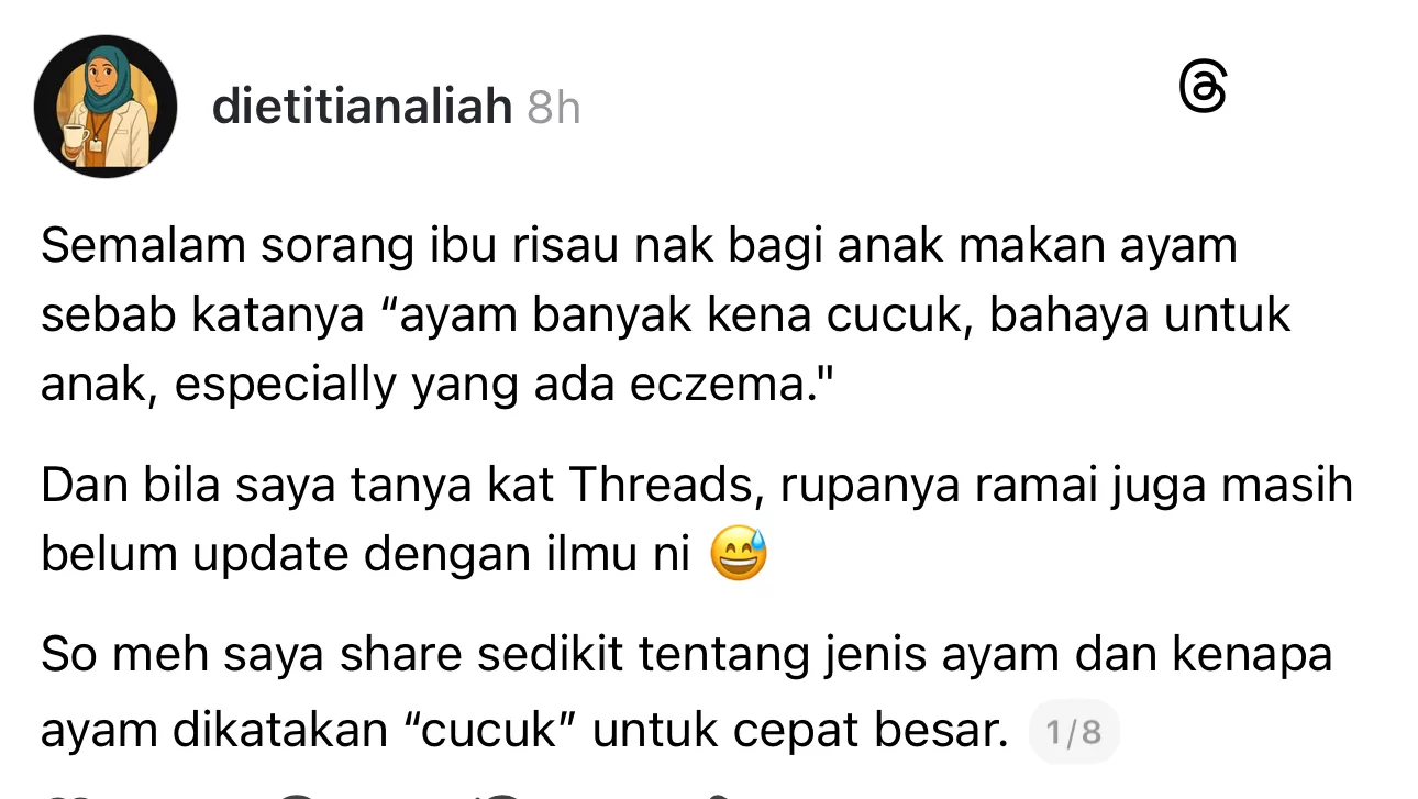 Ayam Cucuk Punca Eczema? Ini Jawapan Padu Dietitian Bertauliah Untuk Ibu Risau!
