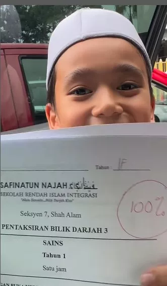 Fazreen Rafi Kongsi Momen Manis Anak Dapat 100% – Hadiah RM1,000 Jadi Kenangan Lucu