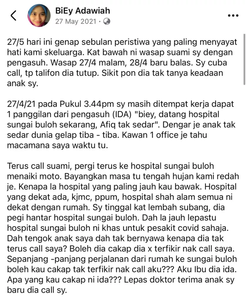 Kronologi Kes Bayi 9 Bulan Diliwat Suami Pengasuh: Coretan Ibu Kembali Tular Yang Meruntun Jiwa