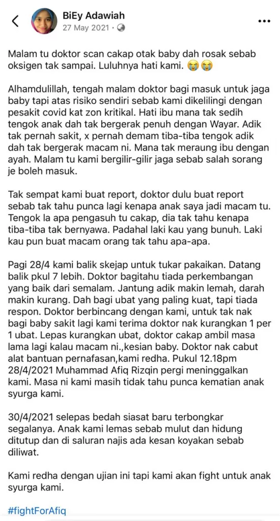 Kronologi Kes Bayi 9 Bulan Diliwat Suami Pengasuh: Coretan Ibu Kembali Tular Yang Meruntun Jiwa