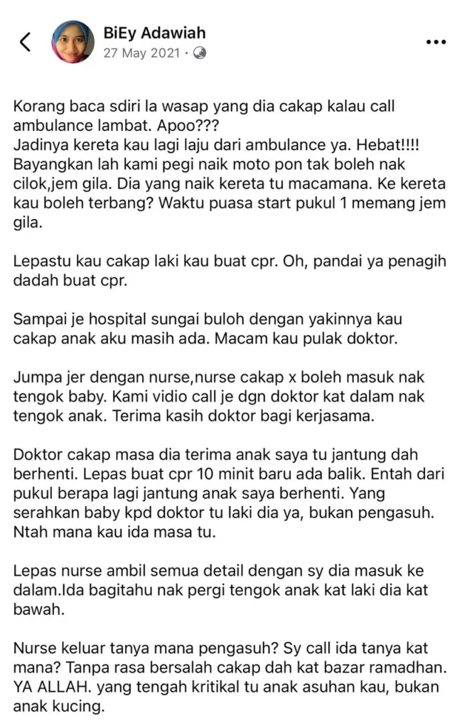 Kronologi Kes Bayi 9 Bulan Diliwat Suami Pengasuh: Coretan Ibu Kembali Tular Yang Meruntun Jiwa