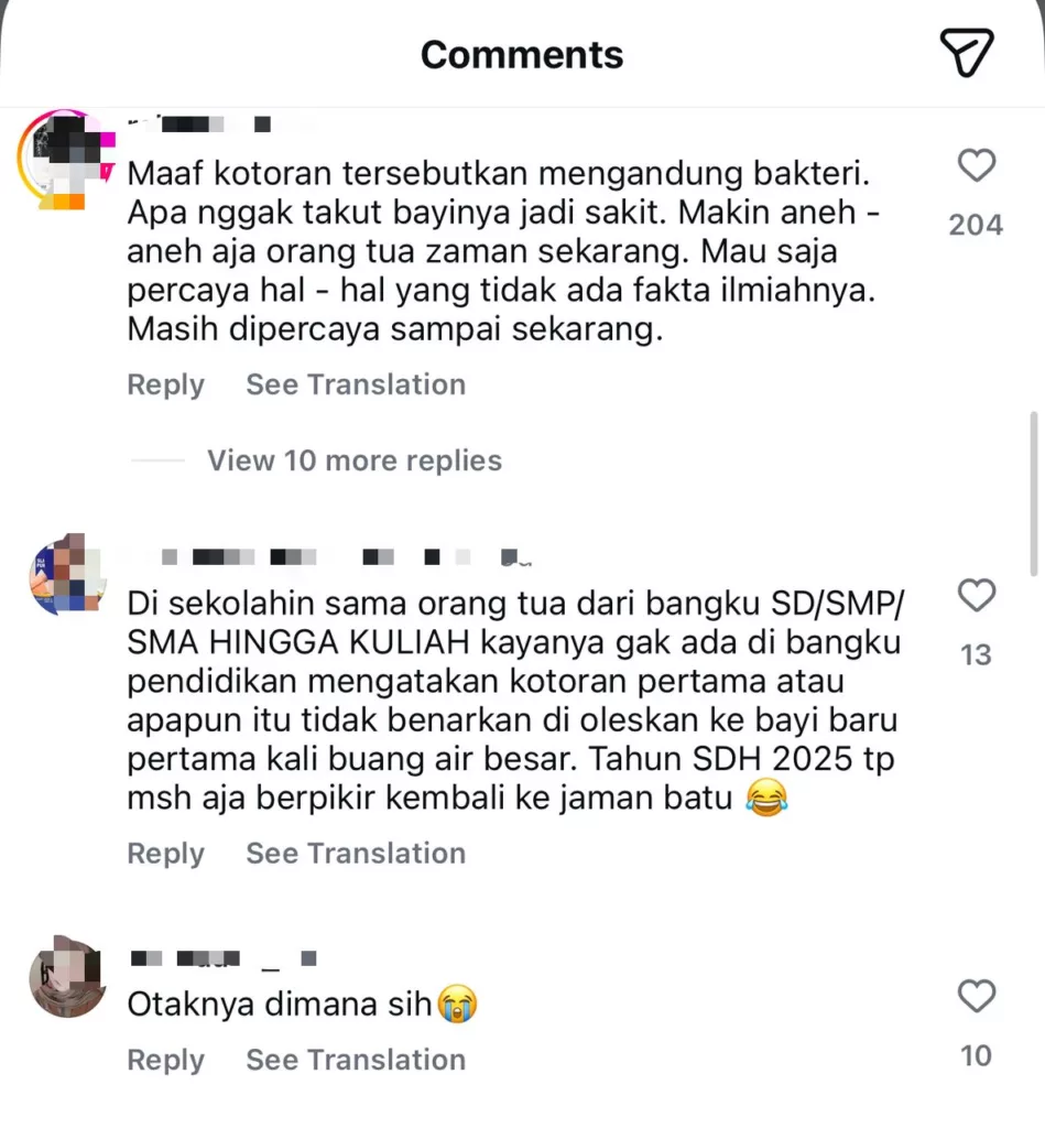 Petua Calit Najis Bayi Demi Lebatkan Kening, Kepercayaan Lama Yang Mengejutkan & Berisiko