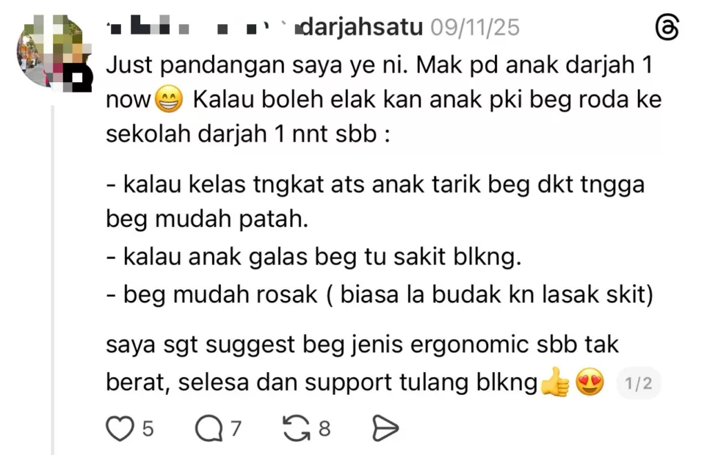 Beg Sekolah Berat Jadi Ancaman Senyap Berbahaya, Punca Cedera Otot Belakang Anak Darjah Satu