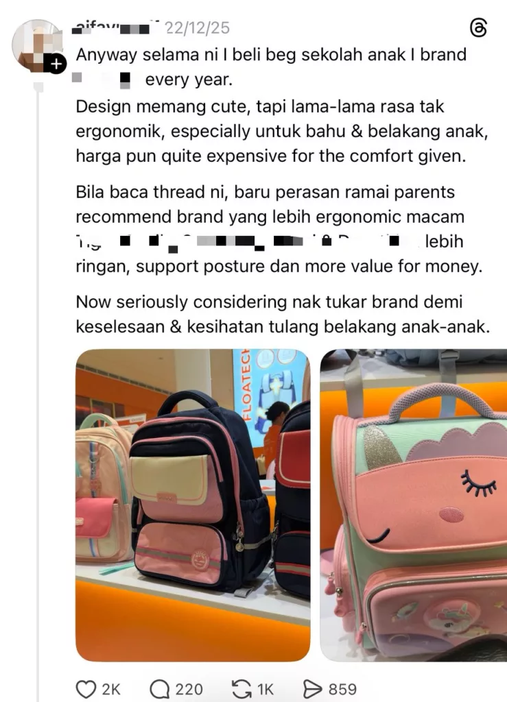 Beg Sekolah Berat Jadi Ancaman Senyap Berbahaya, Punca Cedera Otot Belakang Anak Darjah Satu