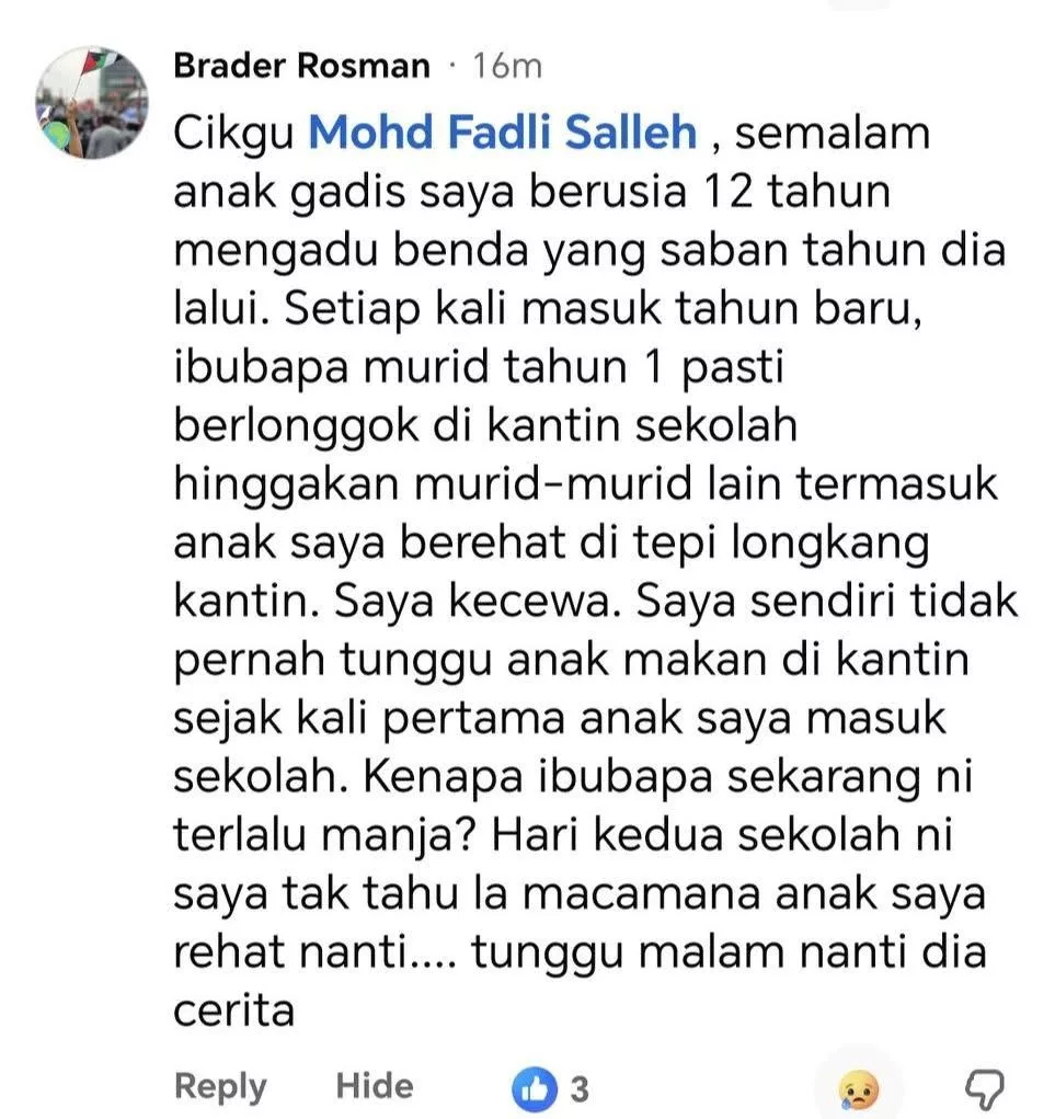 Ibu Bapa Berlonggok Di Kantin Sekolah: Menyakitkan Hati Bila Anak Terpaksa Rehat Tepi Longkang