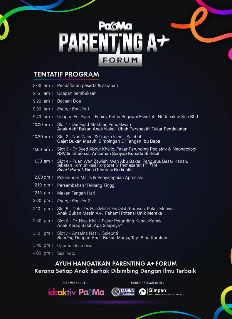Parenting A+ Forum Pa&Ma 2026, Jadi Ruang Berkongsi Ilmu & Harapan Menjadi Ibu Bapa Terbaik! 10 Parenting A+ Forum Pa&Ma 2026, Jadi Ruang Berkongsi Ilmu & Harapan Menjadi Ibu Bapa Terbaik!