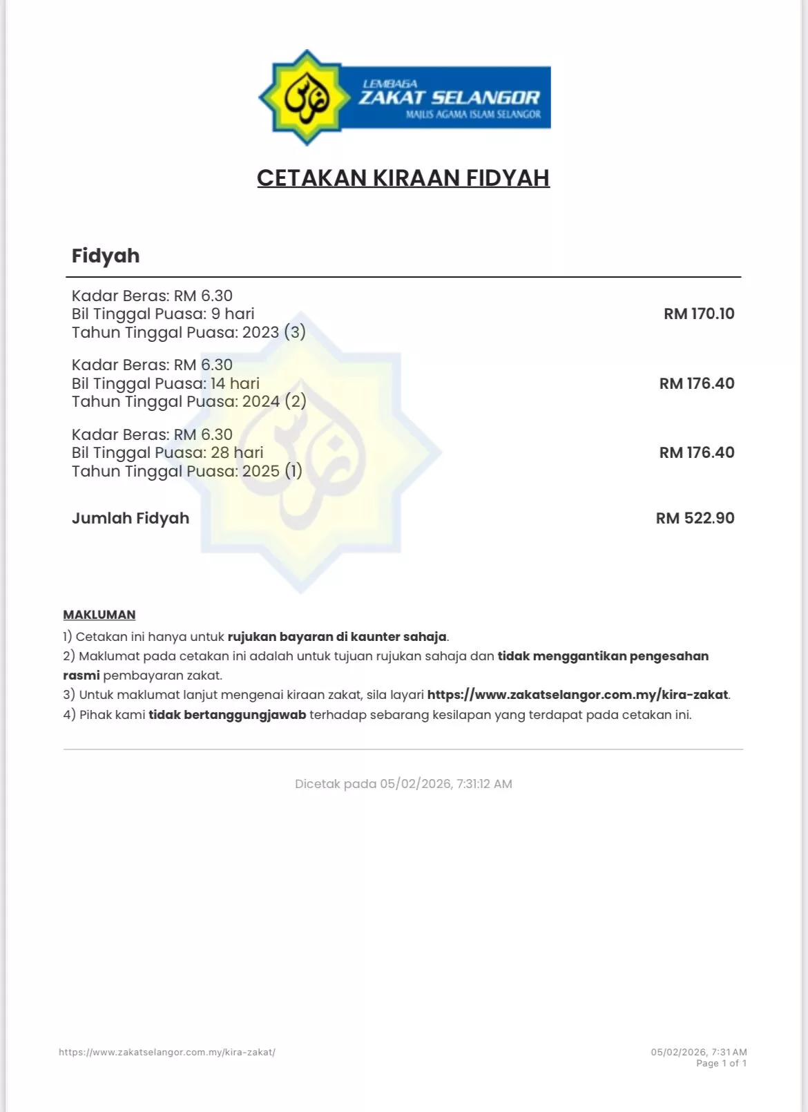 Kena Bayar Sampai RM500, Ibu Ini Kongsi Cara Kira Fidyah