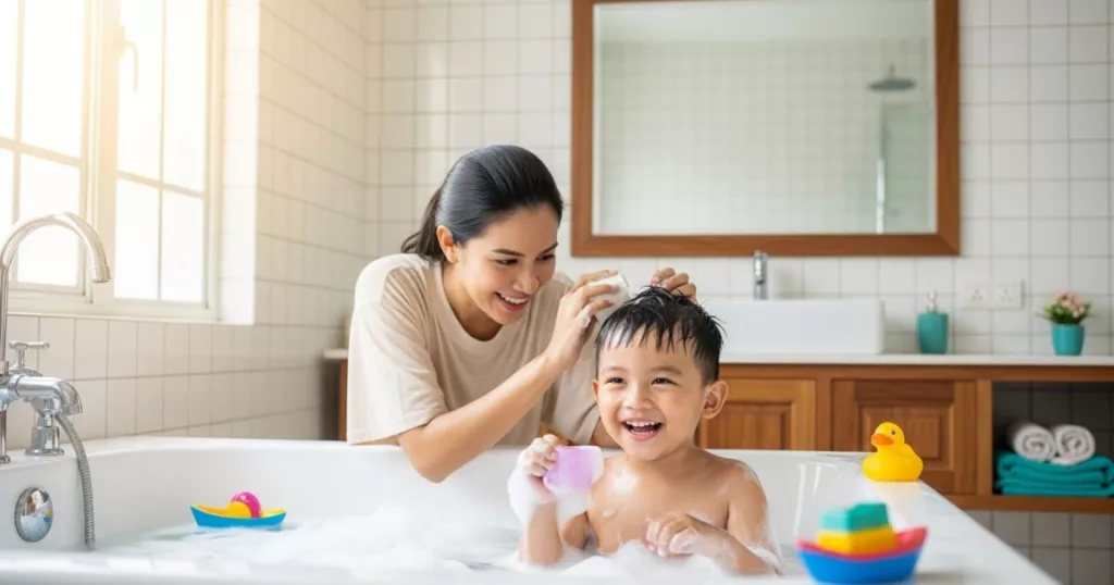 Trik Anak Mandi Cepat Tanpa Drama, Mak Ayah Pun Tak Naik Darah!