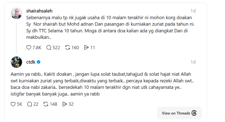 Siti Nurhaliza Kongsi Amalan TTC 10 Tahun, “Baca Doa Nabi Zakaria & Tahajjud”