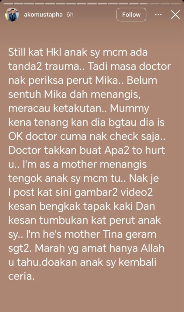 Ako Mustapha Dakwa Anak Jadi Mangsa Buli, Kesan Tapak Kasut Pada Badan