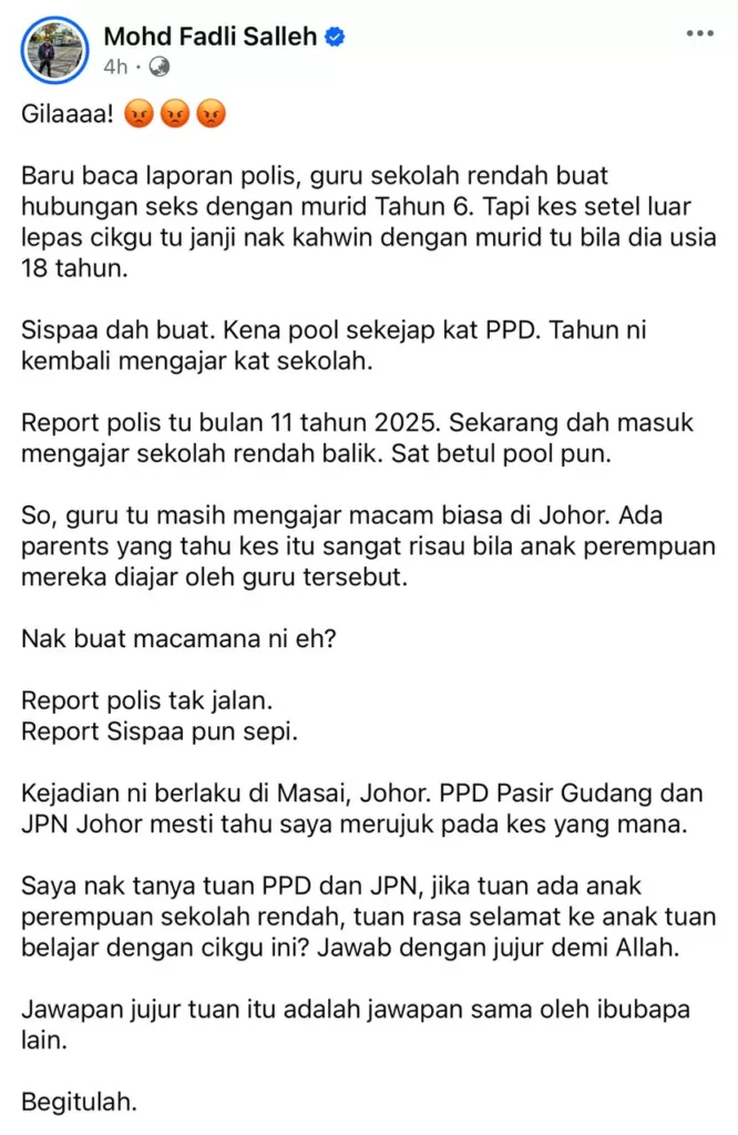 Cikgu Janji Nak Kahwin Bila Murid Umur 18 Tahun, Kes Budak Darjah 6 Buat Ramai Ibu Ayah Tak Senang Duduk!
