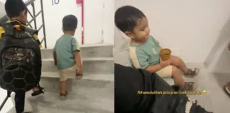 ibu bawa anak daki tangga 36 tingkat