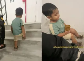ibu bawa anak daki tangga 36 tingkat