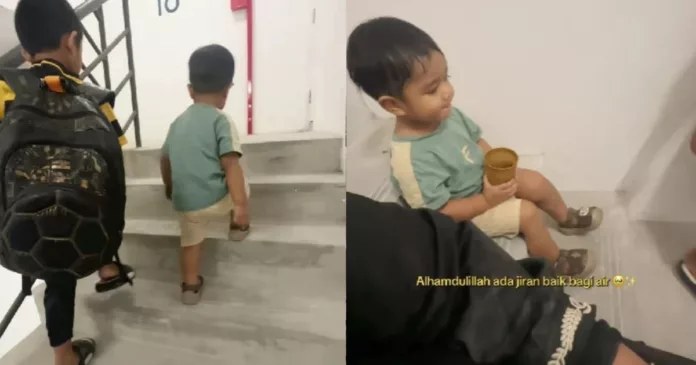 ibu bawa anak daki tangga 36 tingkat