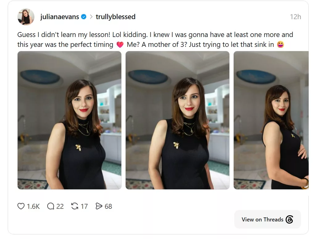Juliana Evans Hamil Anak Ketiga, “Tahun Ni Masa Paling Sesuai”