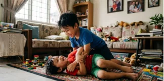 bergaduh adik beradik
