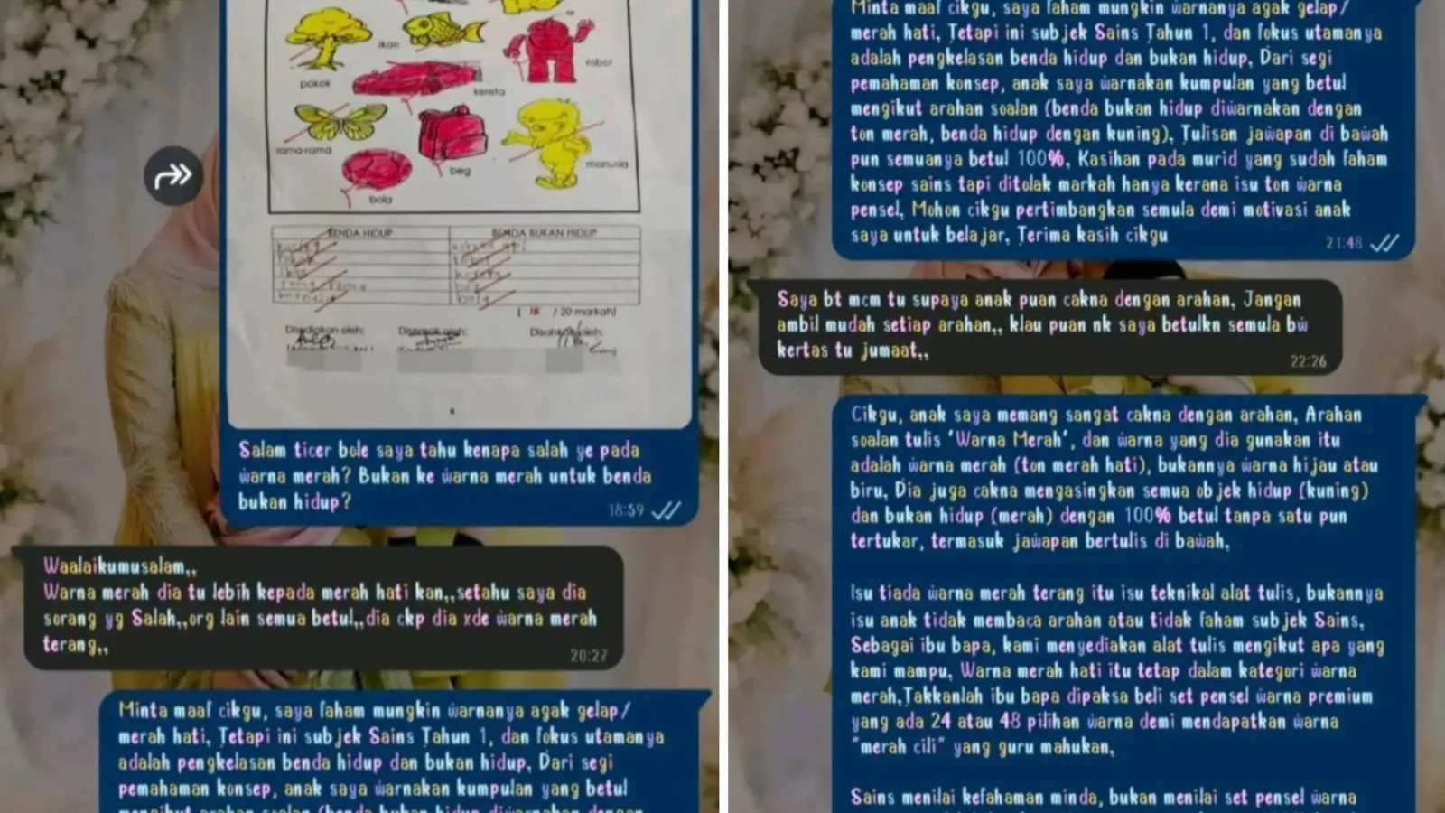 Salah Pilih Ton Merah? Tugasan Sains Murid Tahun 1 Dipangkah Guru, Undang Perdebatan Ramai 6 Salah Pilih Ton Merah? Tugasan Sains Murid Tahun 1 Dipangkah Guru, Undang Perdebatan Ramai
