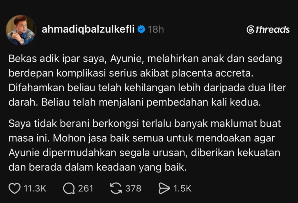 Anees Ayunie Ditidurkan Selepas Bersalin Alami Komplikasi Placenta Accreta 6 Anees Ayunie Ditidurkan Selepas Bersalin Alami Komplikasi Placenta Accreta