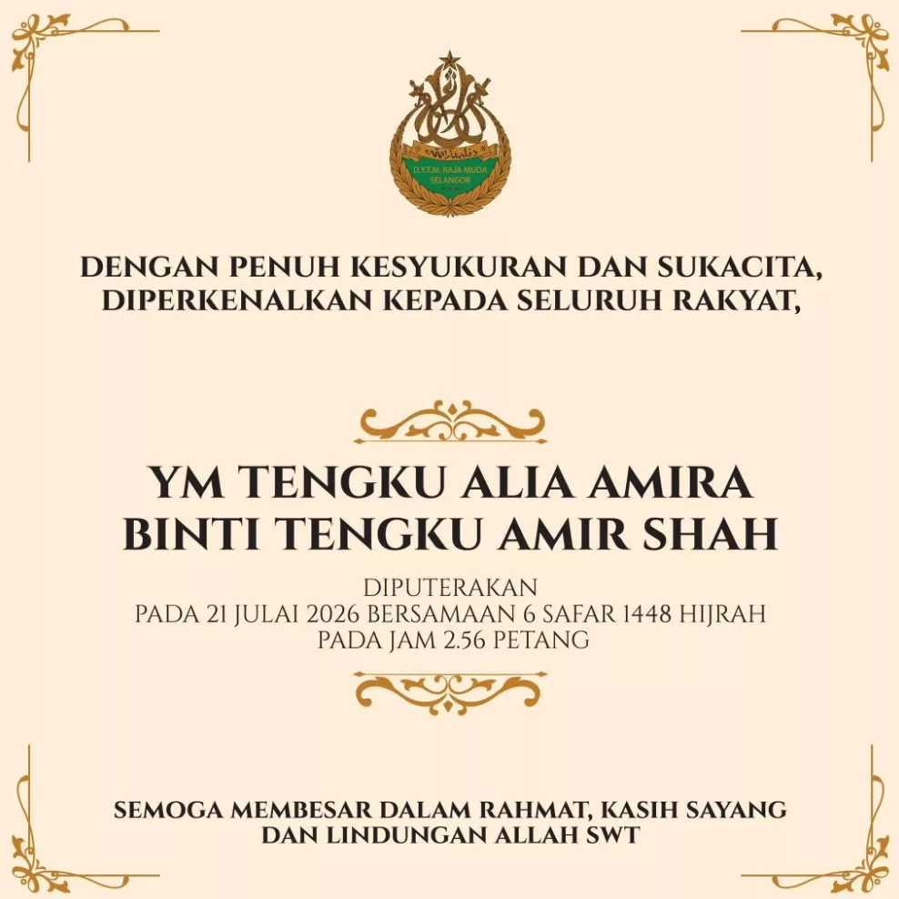 Raja Muda Selangor Tengku Amir Shah Timang Puteri Sulung, Nama Klasik Jadi Pilihan!