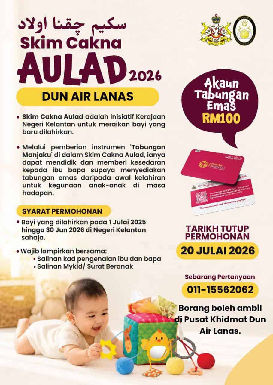 Rezeki Anak Kelantan, Bayi Baru Lahir Layak Terima Tabungan Dirham Atau Dinar RM100 4 Rezeki Anak Kelantan, Bayi Baru Lahir Layak Terima Tabungan Dirham Atau Dinar RM100