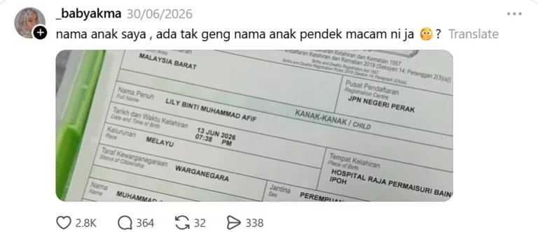 Trend Kongsi Nama Anak Jadi Makin Meriah, Semua Nama Best! 10 Trend Kongsi Nama Anak
