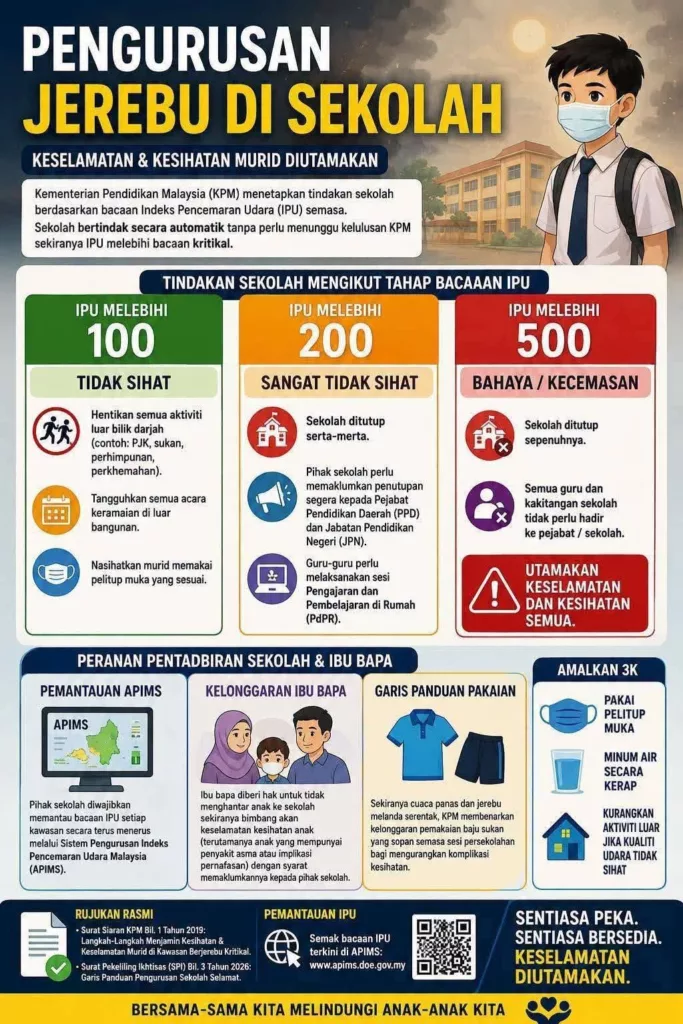 Jerebu Makin Membimbangkan! Panduan Penting Bacaan IPU Untuk Ibu Ayah, Sekolah Ditutup Jika Lebih 200