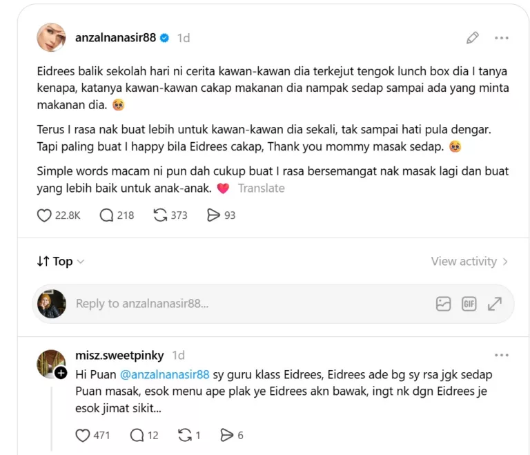 Anak Puji Bekal Sedap, Anzalna Terharu Bila Eidrees Ucap Terima Kasih! 4 Anak Puji Bekal Sedap, Anzalna Terharu Bila Eidrees Ucap Terima Kasih!
