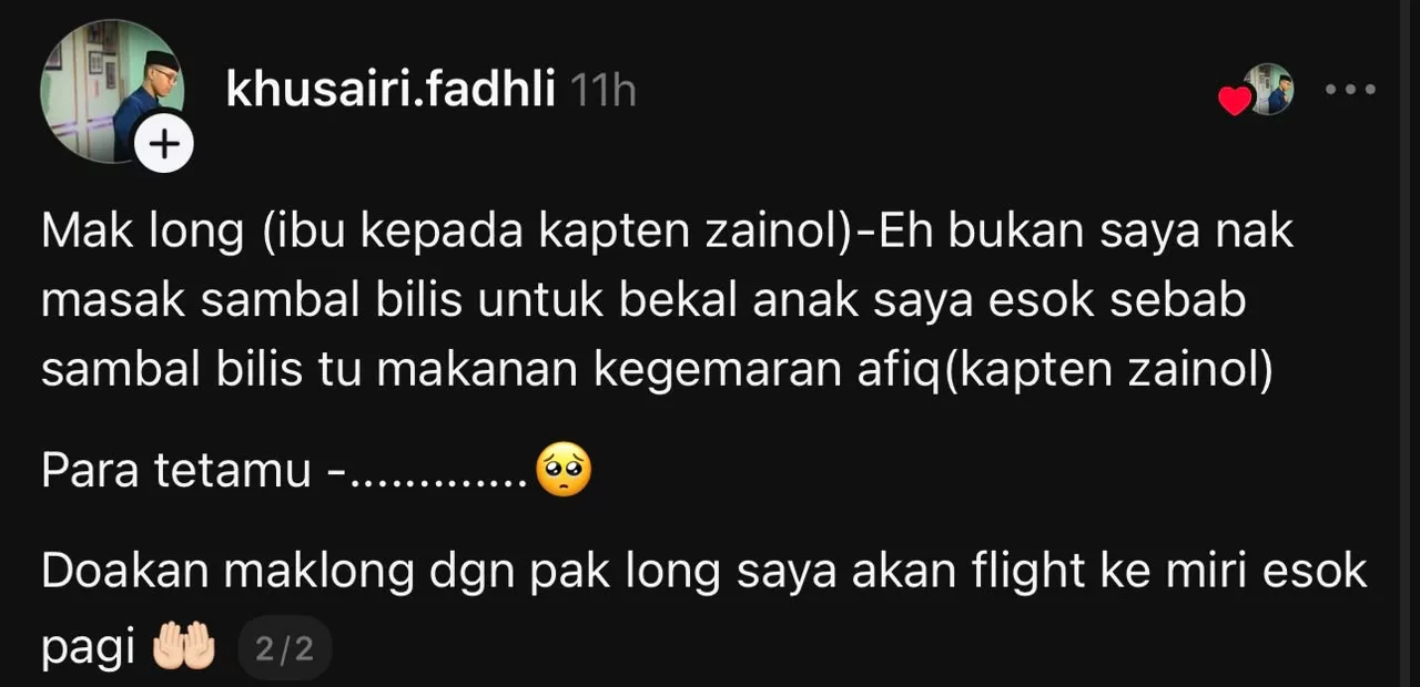 “Saya Nak Masak Sambal Bilis Untuk Bekal Anak Saya Esok” Kata-Kata Ibu Kapten Zainol Undang Sebak 3 “Saya Nak Masak Sambal Bilis Untuk Bekal Anak Saya Esok” Kata-Kata Ibu Kapten Zainol Undang Sebak